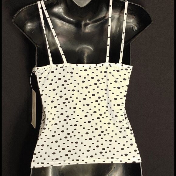 LADIES EVITA POLKA DOT STRETCH TANK TOP - Picture 3 of 6